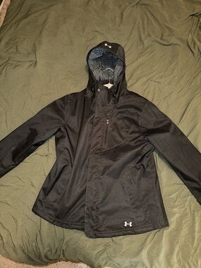 Under Armour Black Hooded Coat with Contrast Lined Hood